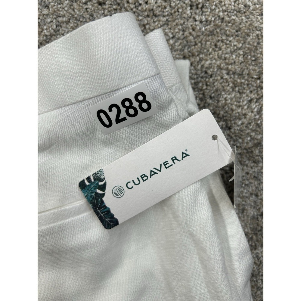 New Cubavera Linen Blend Pants Mens 48X32 White Flat Front Straight #0288 - Picture 8 of 8